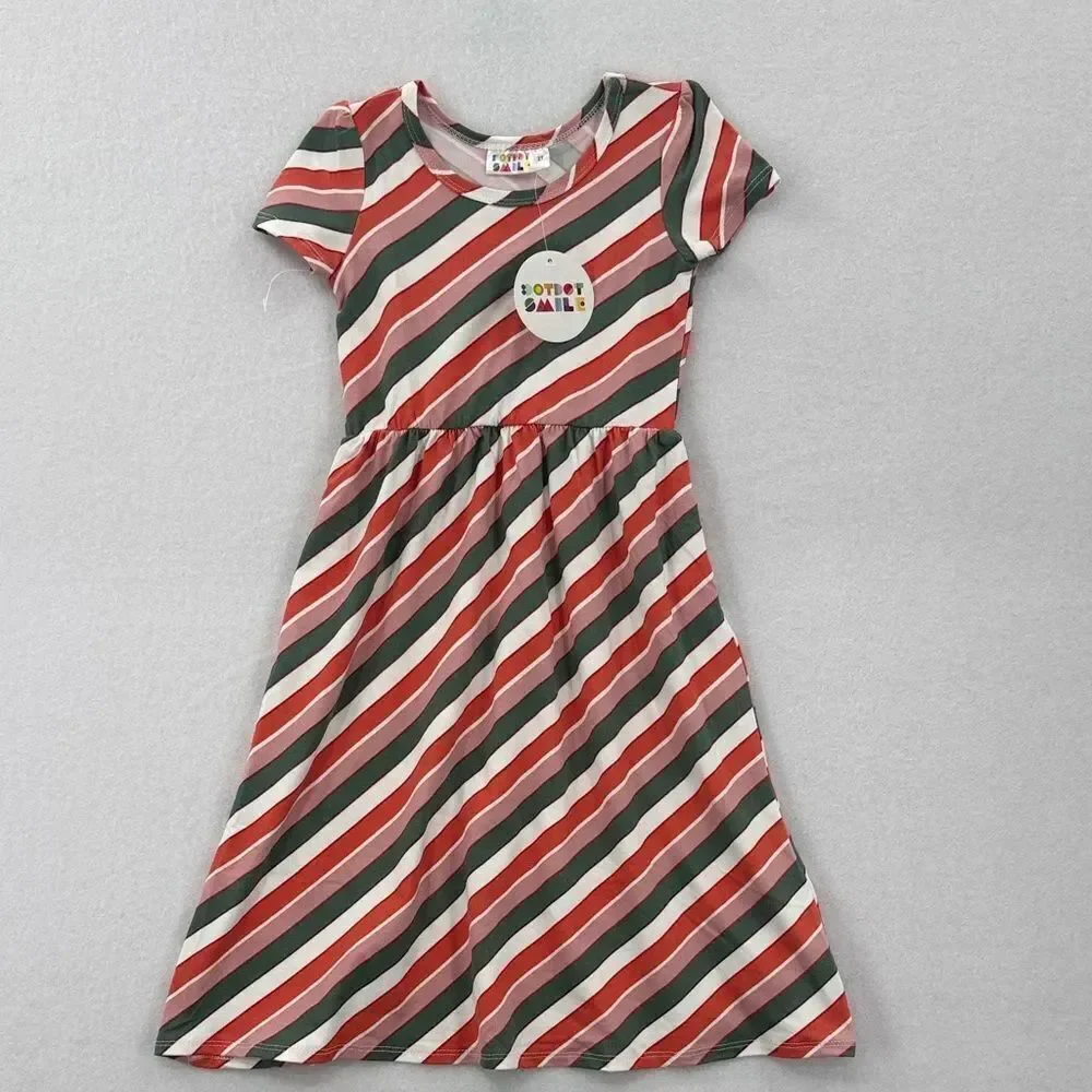 3For$20 Dot Dot Smile Red and White Striped Kids Dress size 2T